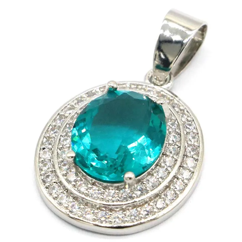 30x18 мм SheCrown популярный стиль серебряный кулон созданный из аквамарина розовый