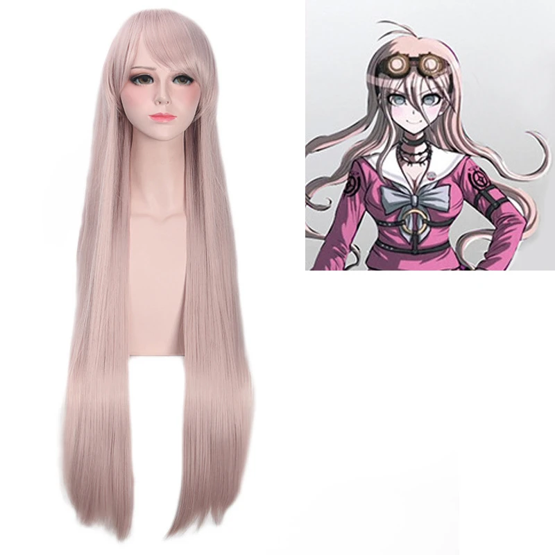 

Dangan-peluca larga de cabello para mujer, pelo largo de Cosplay color blanco y negro con gatillo feliz Ronpa,Monokuma