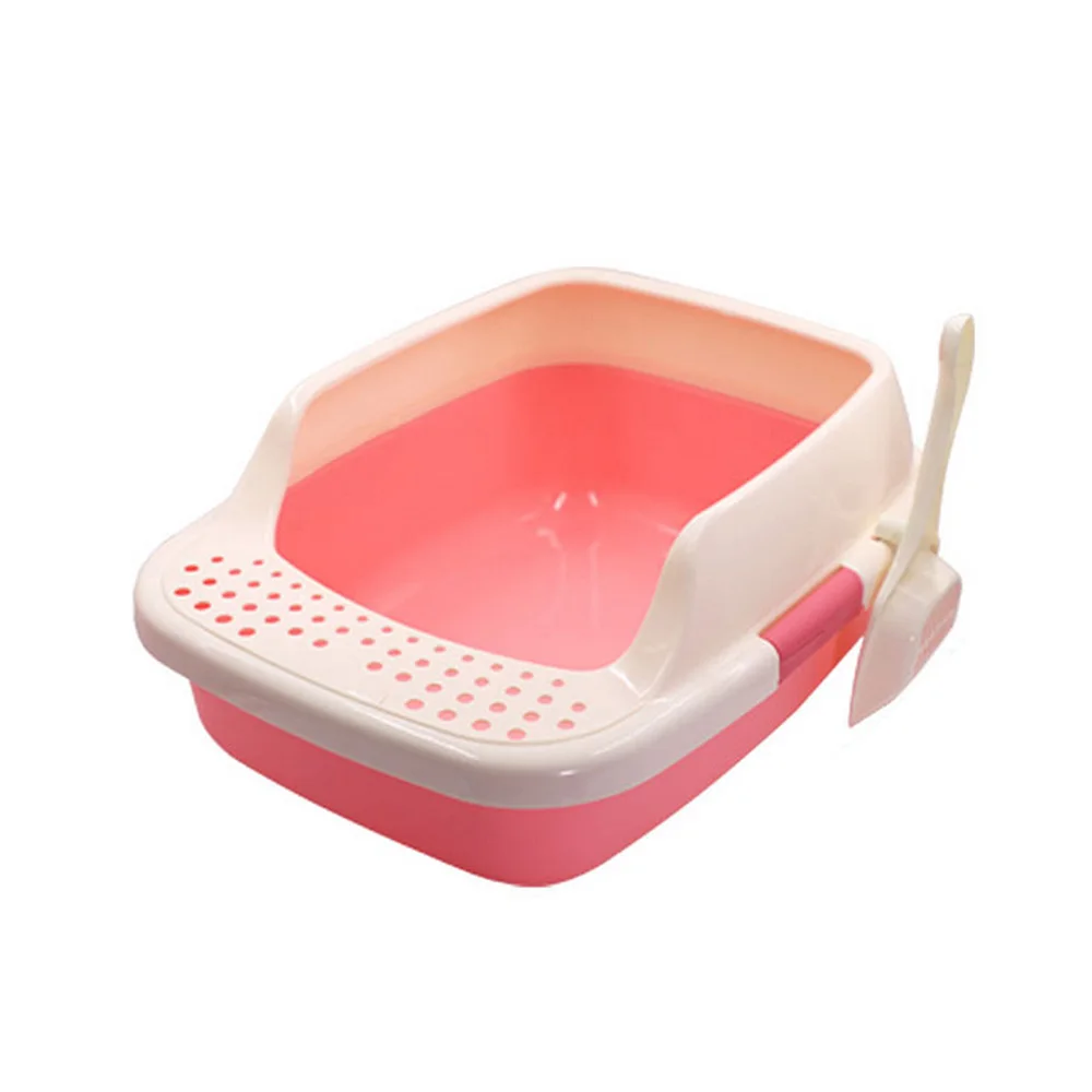 pink Пластиковая коробка для песка с защитой от брызг, многоразовый поднос для кошек, постельное белье для домашних животных, туалет, полузакрытый контейнер для кошачьих туалетов, товары для уборки, 1 шт - Цвет: pink