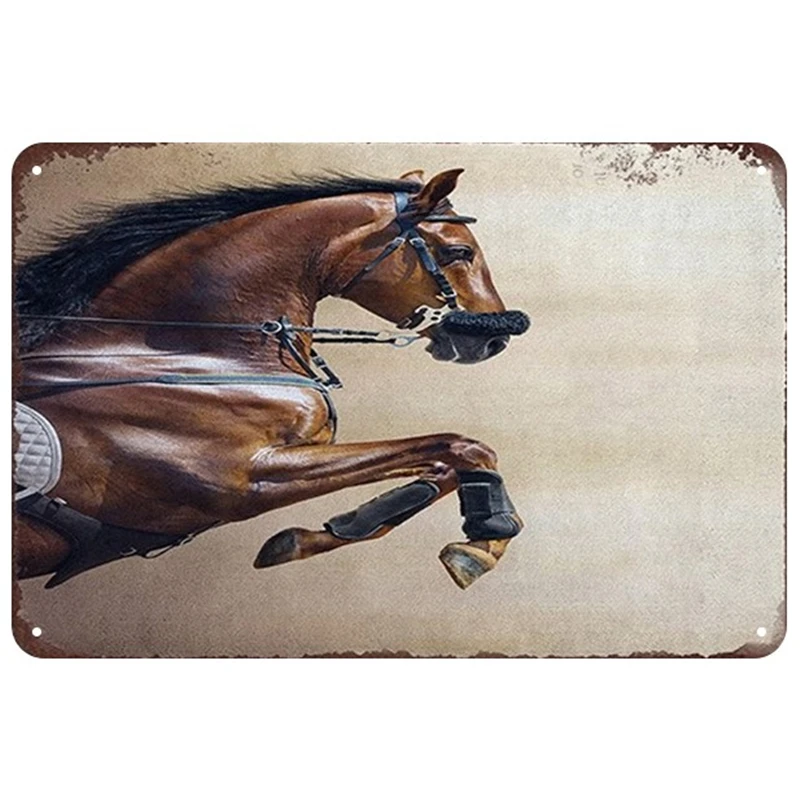 Металлическая винтажная Жестяная Табличка с лошадью булавка потертый декор