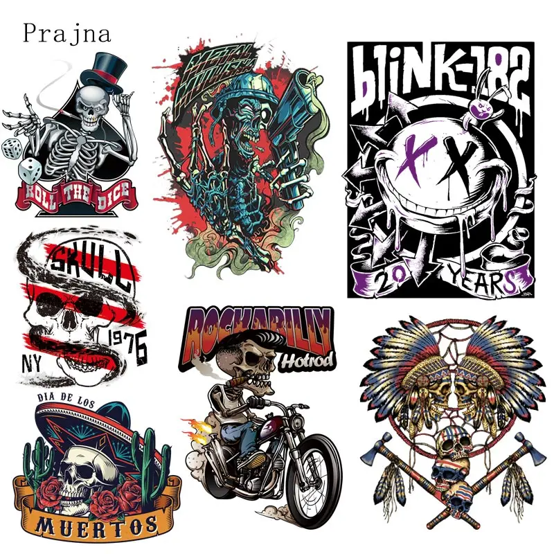 Термонаклейки Prajna в стиле панк с черепом виниловые мотоциклетные велосипедные
