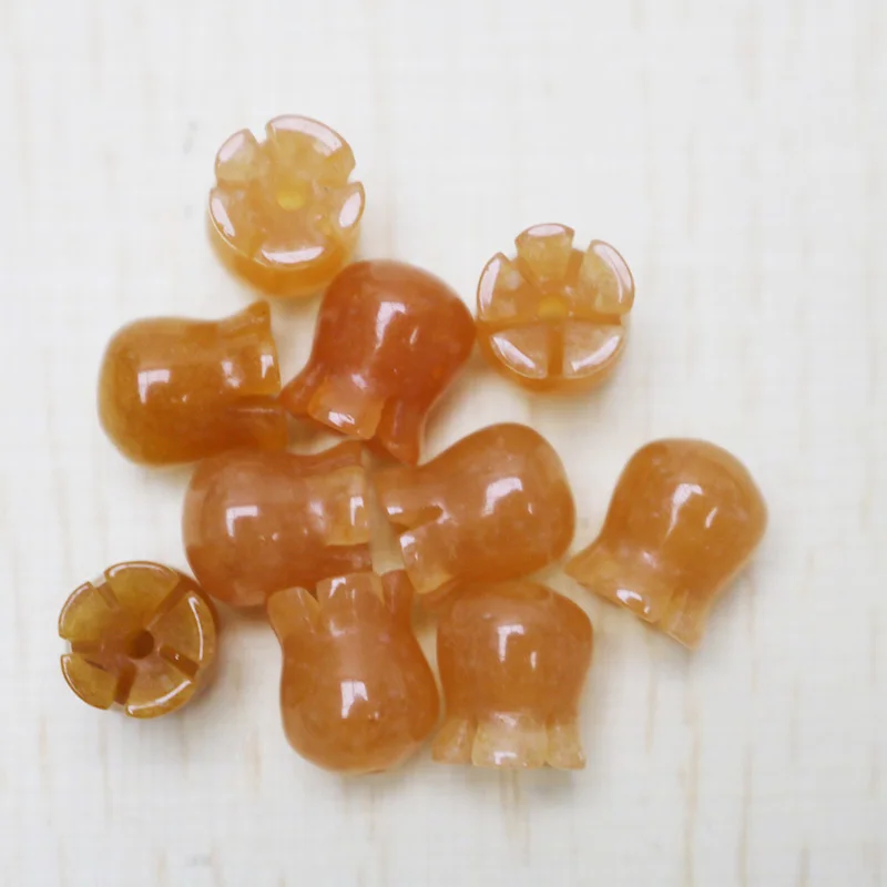 Fubaoying натуральный апельсиновый авантюрин резной цветок бусина 15 шт. 9x10 мм Серьги