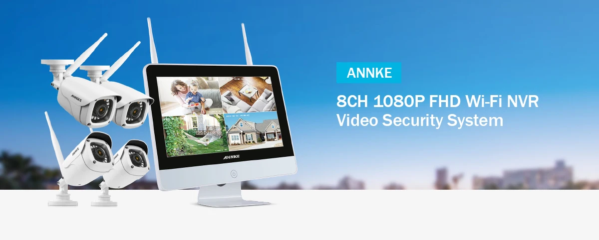 ANNKE 8CH 1080P FHD беспроводная система безопасности видео 12 дюймов ЖК-экран NVR 4 шт. 2MP Пуля IP камера Открытый комплект системы охранного видеонаблюдения