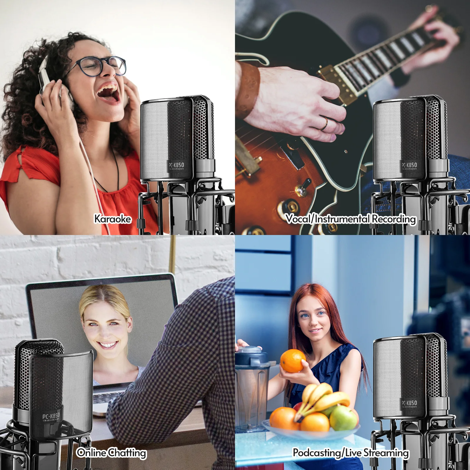 

TAKSTAR PC-K850 Side-Address Recording Microphone Cardioid Pickup Pattern Wired Condenser Mic for Karaoke Studio Recording