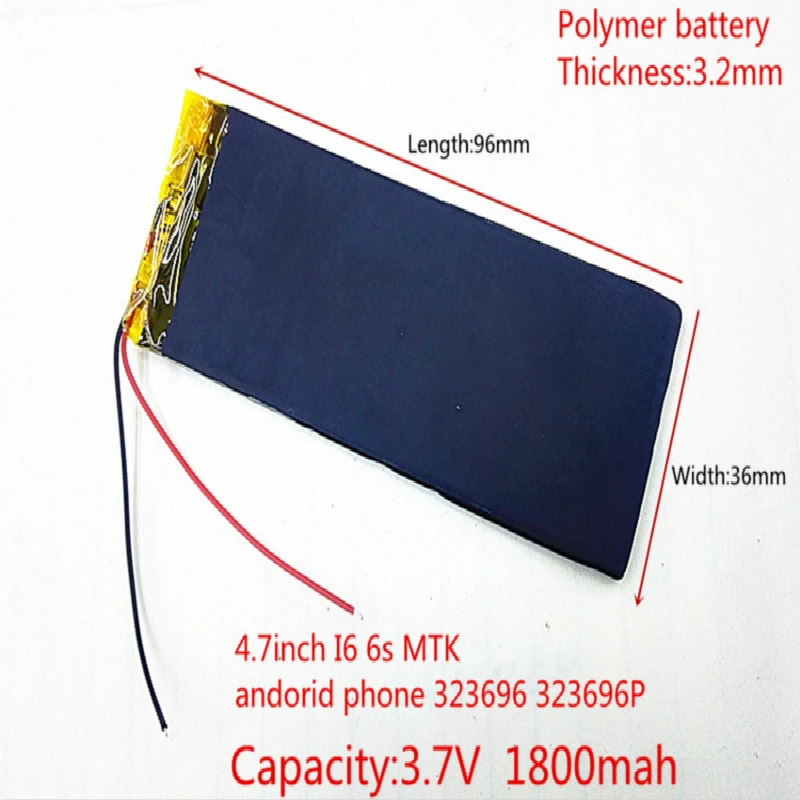 XWD 303696P 3.7V 1800mAh Rechargeable li-Polymer Li-ion Battery For china clone 4.7inch I6 6s MTK andorid phone 323696 323696P