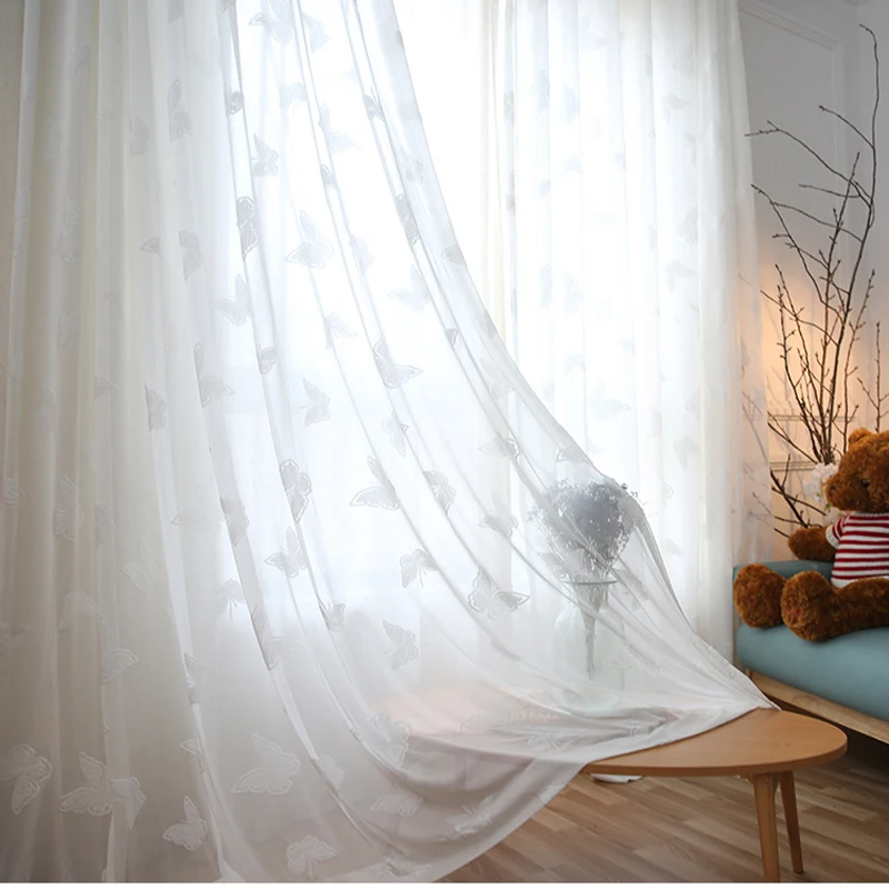 Лидер продаж/для дома украшение для штор белая бабочка прозрачные оконные шторы
