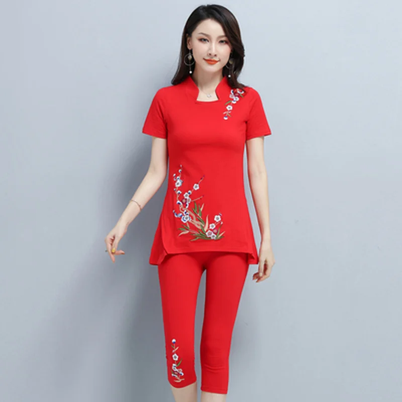 Футболка женская с вышивкой хлопок цвет черный/белый весна-лето | Женская одежда