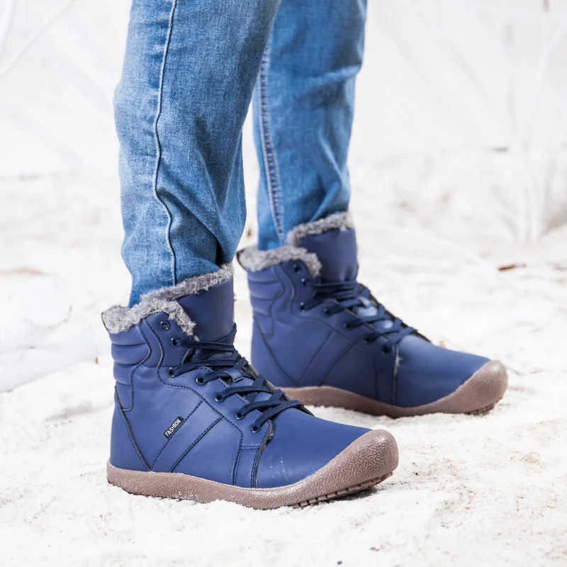 2019 г. Новые мужские ботинки Удобная мужская обувь плюшевые теплые зимние для