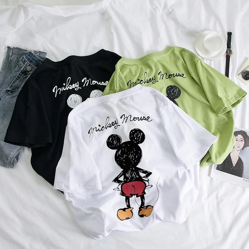 Disney мужская одежда Пара Модный Микки Маус с принтом буквы О образным вырезом