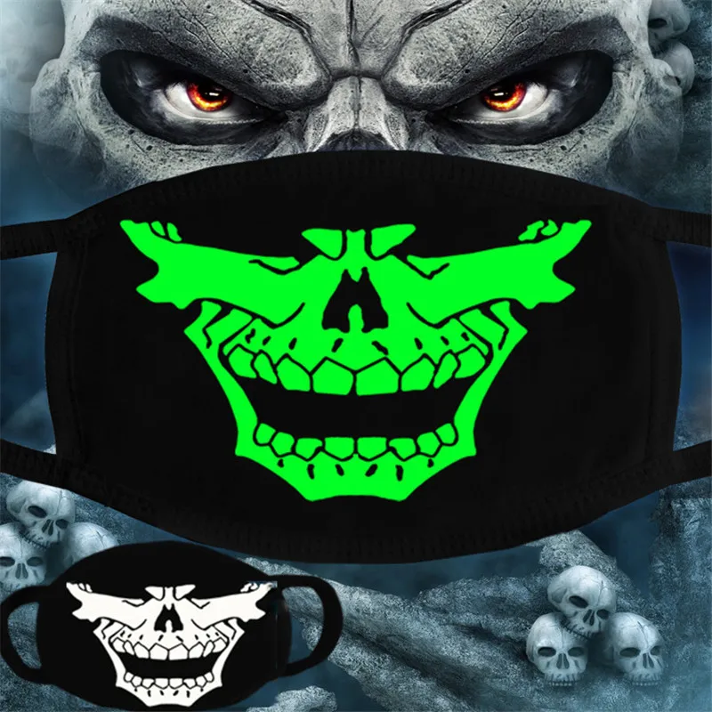 Женские и мужские светящиеся темные маскарадные маски с черепом черный рот