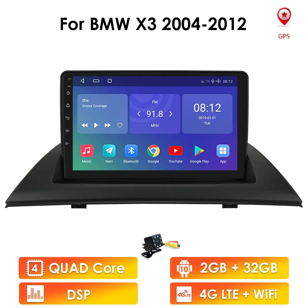 2din Android 10 автомобильный проигрыватель с радио и GPS для BMW X3 E83 2004 2012 навигация