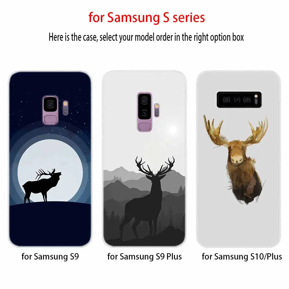 Phone Case Cover For Samsung Galaxy S7 Edge S8 S9 S10 S11 S20 S21 Plus Ultra Lite E deer Minimalistic animals | Мобильные телефоны