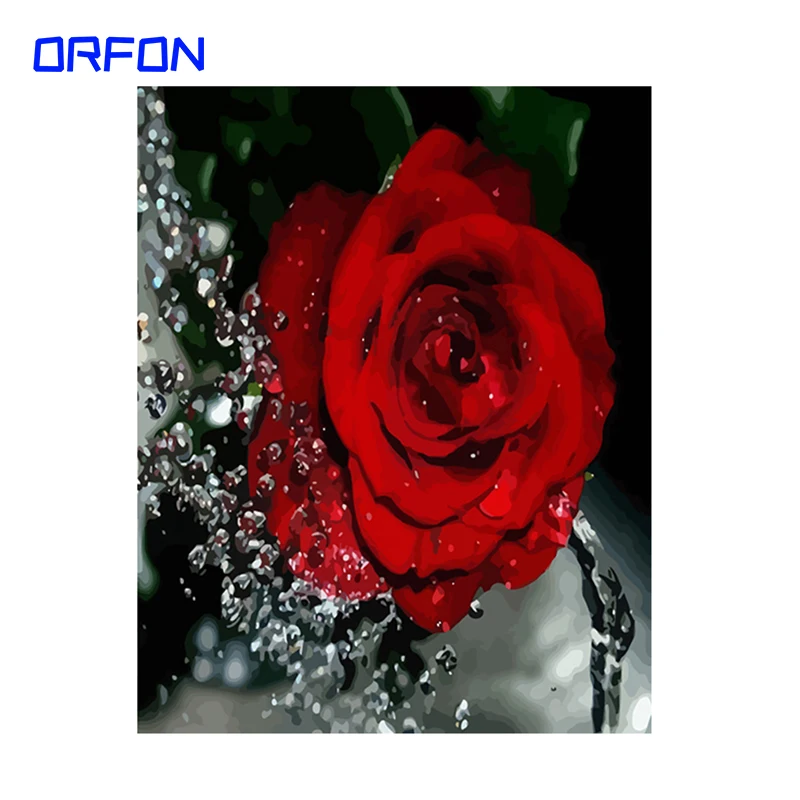 Набор для рисования по номерам на холсте красная роза 40 х50 см|Картины номерам| |