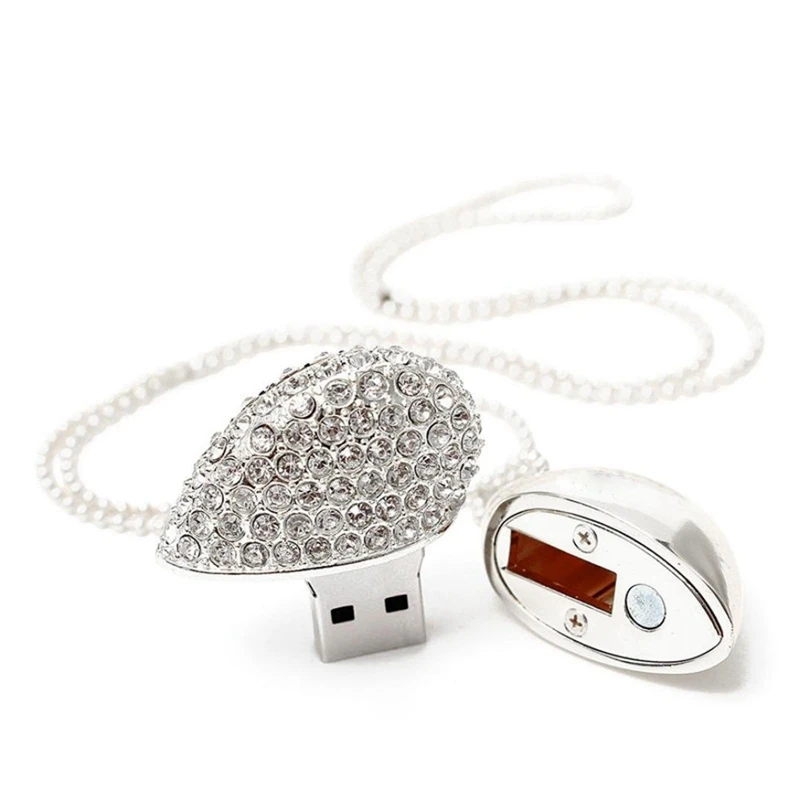 Ювелирные изделия хрустальное сердце с подвеской цепь USB флэш-накопитель 2,0 ожерелье карта памяти подарки