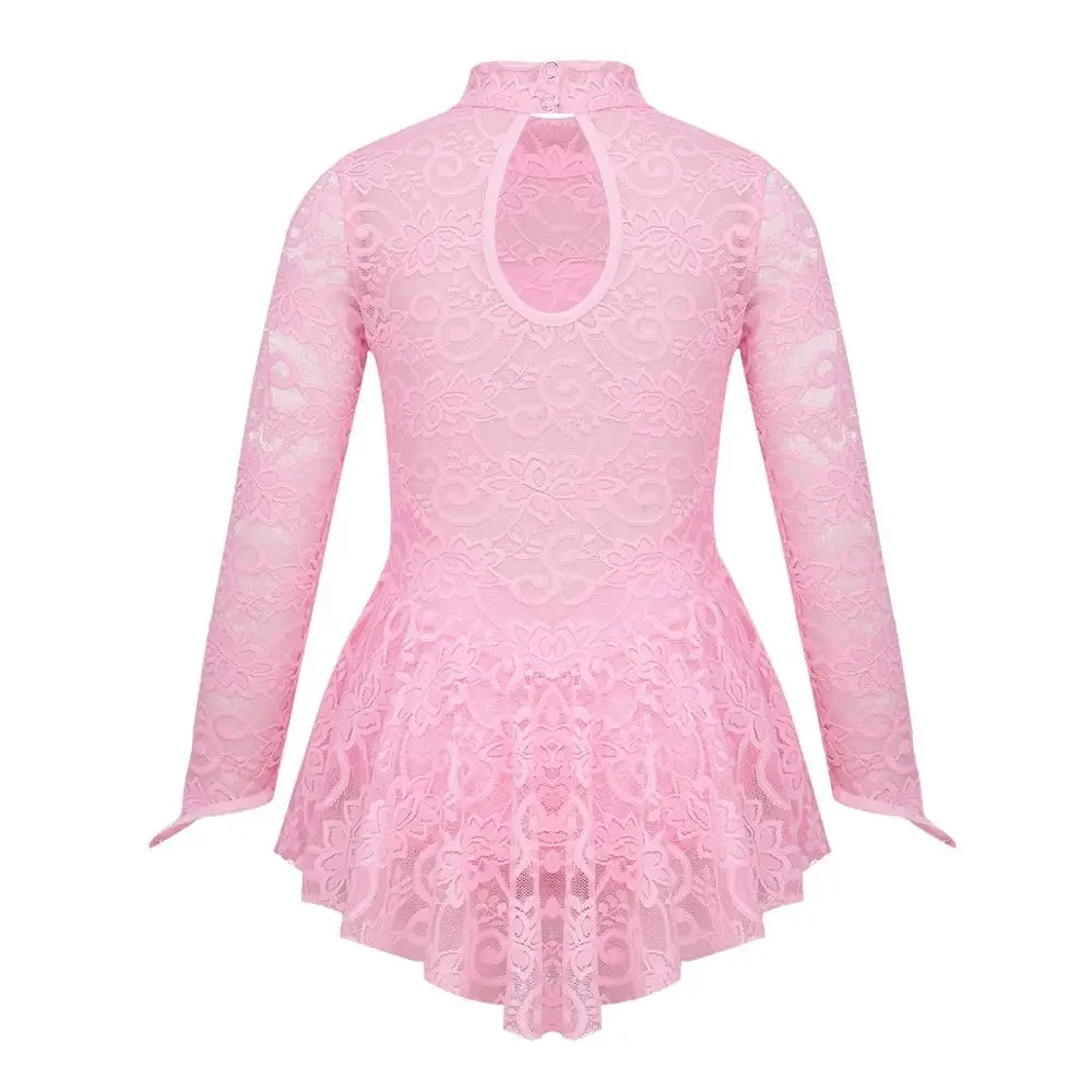 Детские костюмы для фигурного катания девочек купальник гимнастики с цветочным