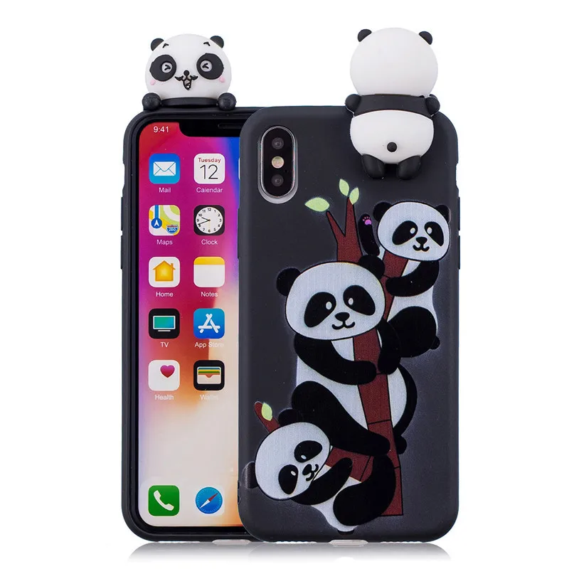 3D мягкий силиконовый чехол из ТПУ для iPhone 7 8 Plus Милый Панда Сова чехол с единорогом для iPhone 11 Pro X XS Max XR 6 6S 7 8 Plus 5S SE