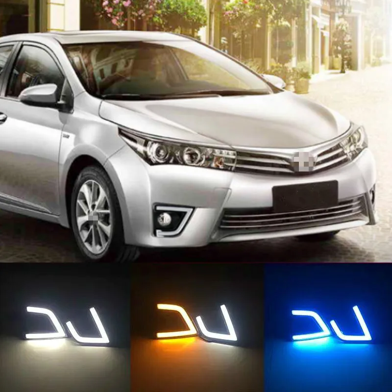 Luz LED de conducción diurna para Toyota Corolla 2014 2015 2016, accesorios de coche impermeables ABS 12V DRL, decoración de lámpara antiniebla