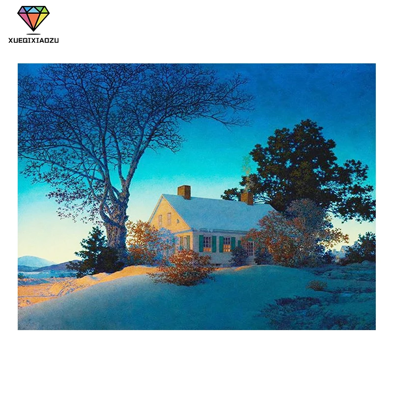 

XUEQIXIAOZU 5D DIY картина Полный Круглый Алмаз дом в снегу картина вышивка крестиком Мозаика картина Стразы Вышивка