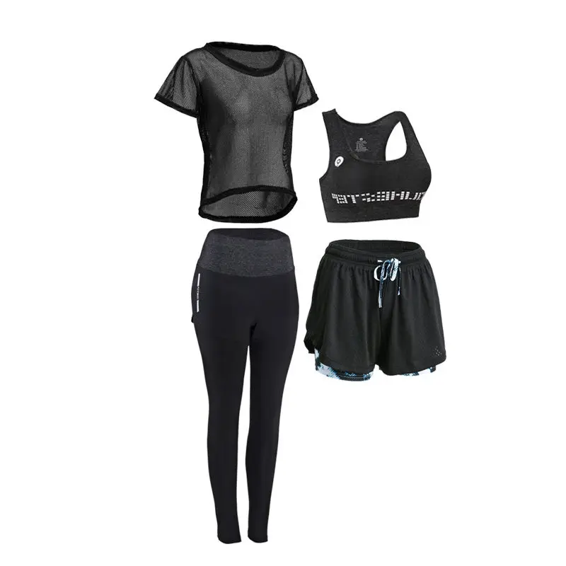 

Yoga Set Women Jumpsuits Crop Top Bra Shorts Seamless Leggings Pants Fitness Sports Outfits Gym Summer Three Four Pieces Clothes