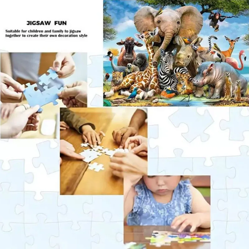 

Elephant Jigsaw Animal World Funny Paple Puzzl Toy for Children Educational Adult Decompression Game Home Decoration 1000Pcs
