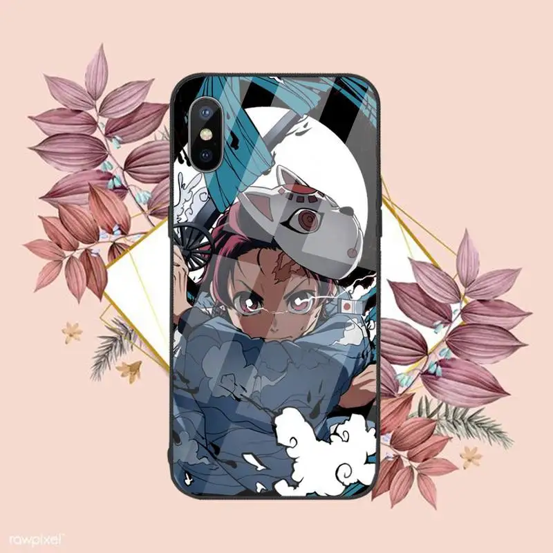 

Anime cartoon Kimetsu no Yaiba Phone Case Tempered glass For iphone 6 6S 7 8 plus X XS XR 11 12 mini PRO MAX