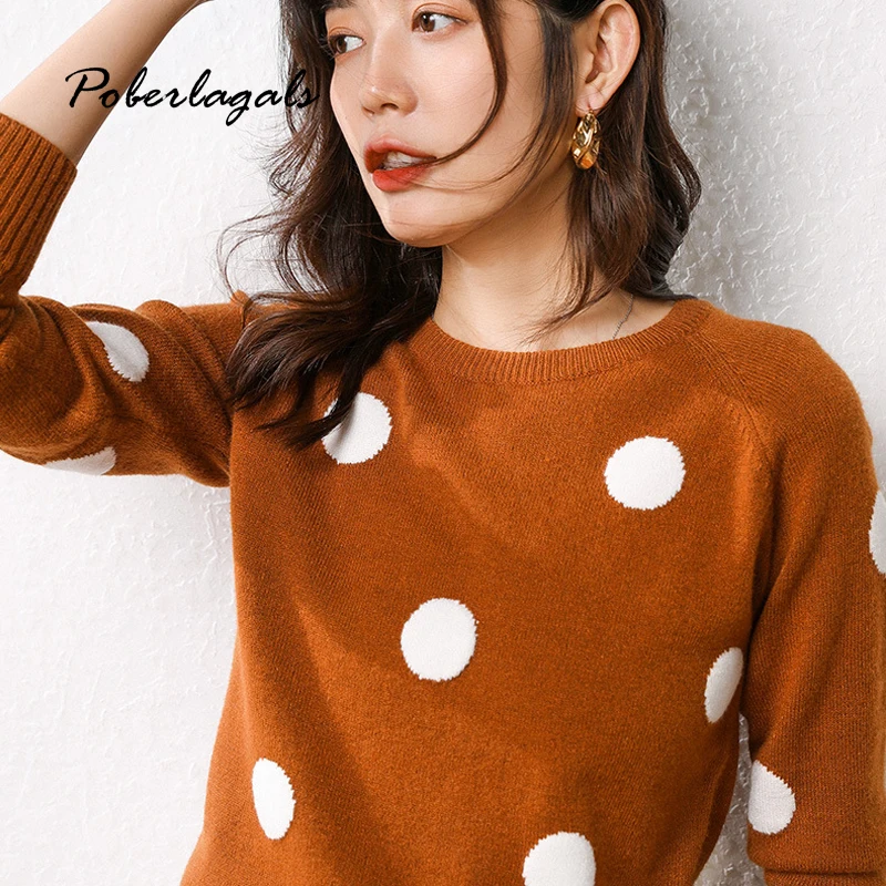 Модное детское платье в горошек пуловер зимний свитер женские осенние 2019