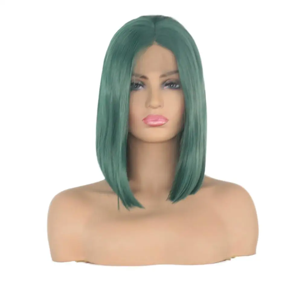 Websterwigs зеленый короткий Боб синтетические парики на кружеве для женщин