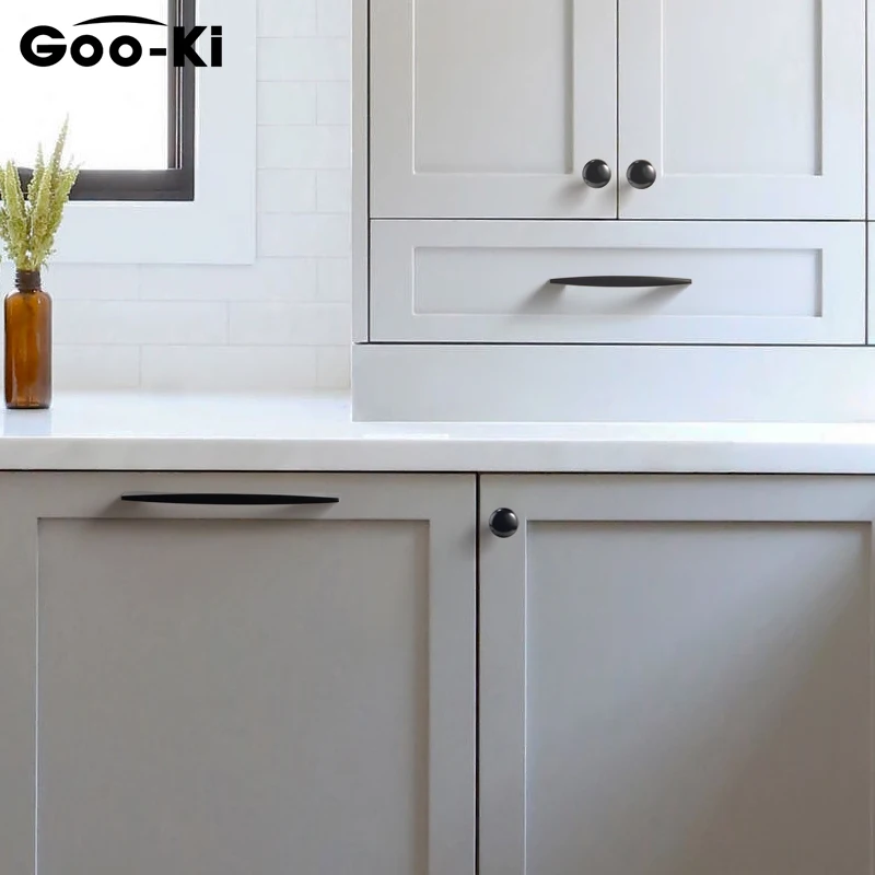 Скандинавские современные Glam блестящие черные ручки для ящиков кухонные дверные