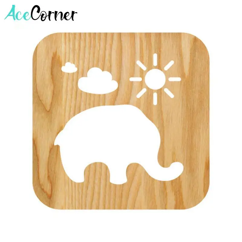 

Acecorner креативный 3D Деревянный светильник милый слон светодиодный USB лампа в виде животных Новинка Детский Декор для спальни Lampara Настольный ...