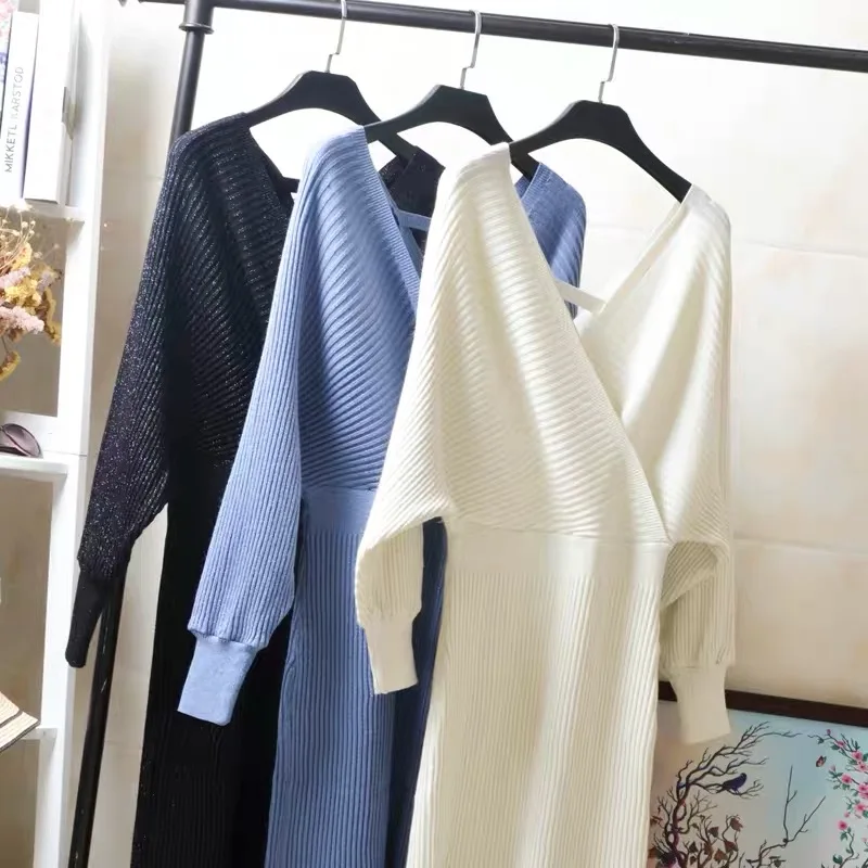 Свитер без спинки для женщин пуловер сексуальное платье плюс размер Полосатое