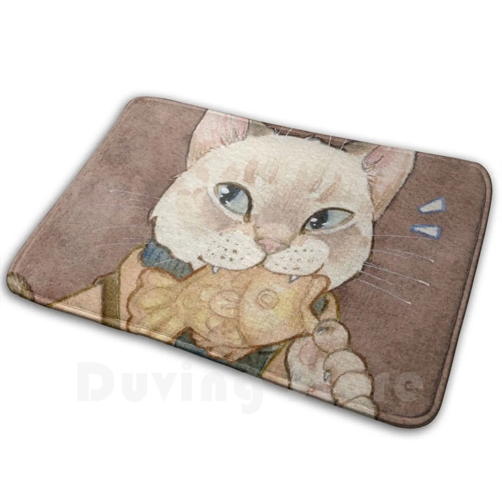 Taiyaki ковер в форме кошки коврик мягкий нескользящий десерт кошка акварель