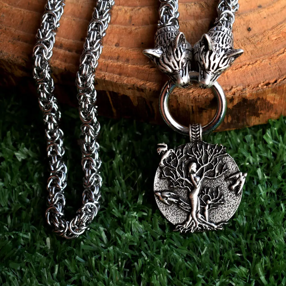 SanLan 1 шт. цепь из нержавеющей стали Norse wicca pagan Wings to fly Roots to Grow tree of life ожерелье