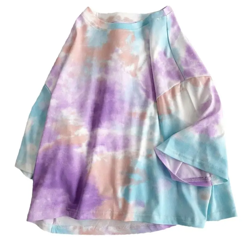 Женская свободная футболка с коротким рукавом градиентная Туника оверсайз в