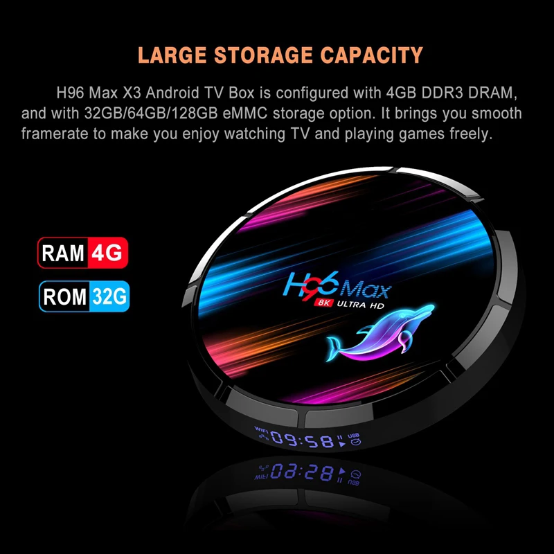 H96 MAX X3 Android 9 0 Смарт ТВ-бокс 4G + 32G беспроводной IPTV Box 8K 4K USB телеприставка WiFi 5G для