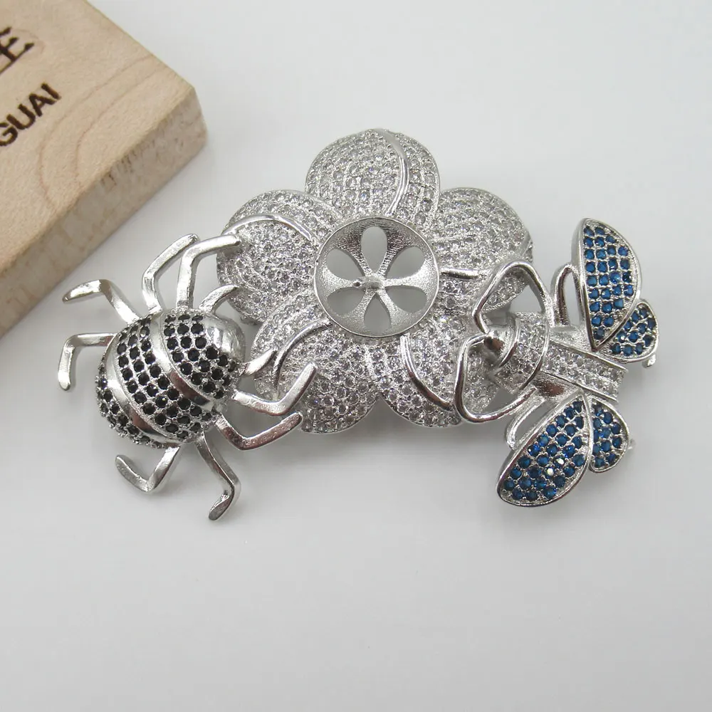 

APDGG 29*54mm gold plated Cubic Zirconia micro Flower Insect Butterfly For Brooch Pendant Jewelry DIY