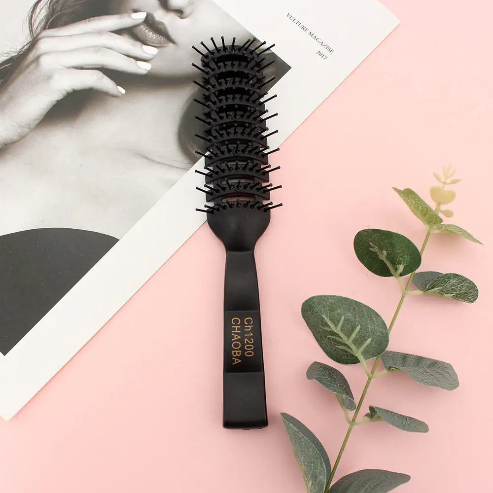 1pc Professional Salon Curl Hair Combs Black PP Plastic Half Cylinder Hairs Brush Anti-Static Massage Comb For Hairstyling Tool | Красота и