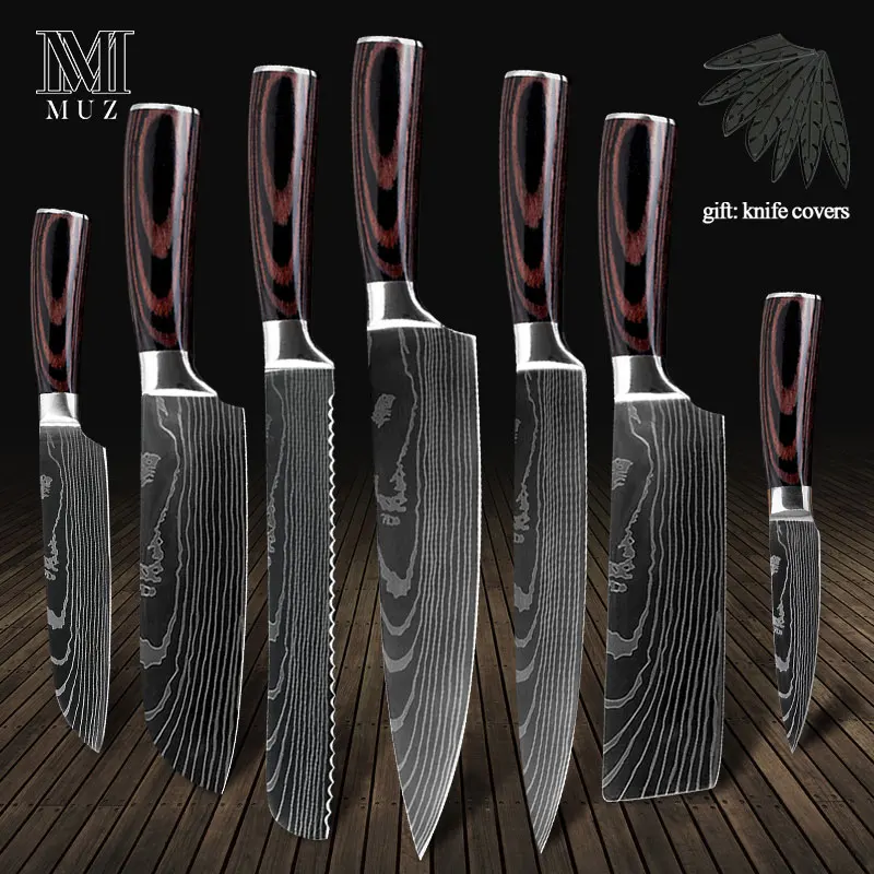 Кухонные ножи сантоку острый шеф-повар из нержавеющей стали дамасская сталь