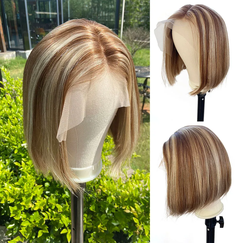 

Highlight Short bob Wig T Part Human Hair Lace Wig 13x4x1 Lace Front Human Hair Wig Brazilian Virgin Remy Hair For Black Women