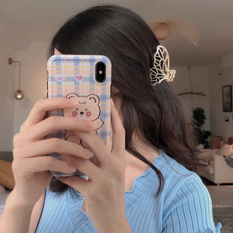 

Women Girls Hair Claw Cartoon Bear Geometric Metal Hair Claw Clamps Hair Crab Moon Shape Hair Clip Claws Hairpin