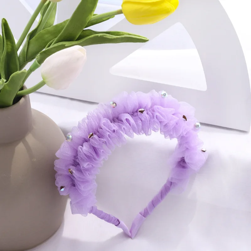 

Korea Lace Crystal Flower Crown Head Band Hair Accessories lovely Embroidery Headband for Grils Hair Band Hair Bow Princess 4