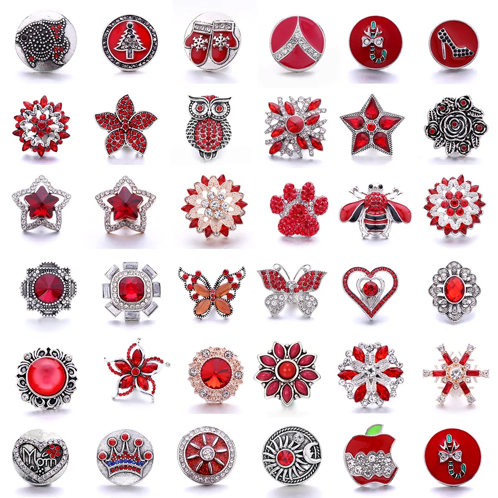 

5pcs/lot New 18mm Snap Jewelry Rhinestone Heart Flower Snap Buttons Women DIY Charms Fit Metal Snap Button Bracelet Bangle