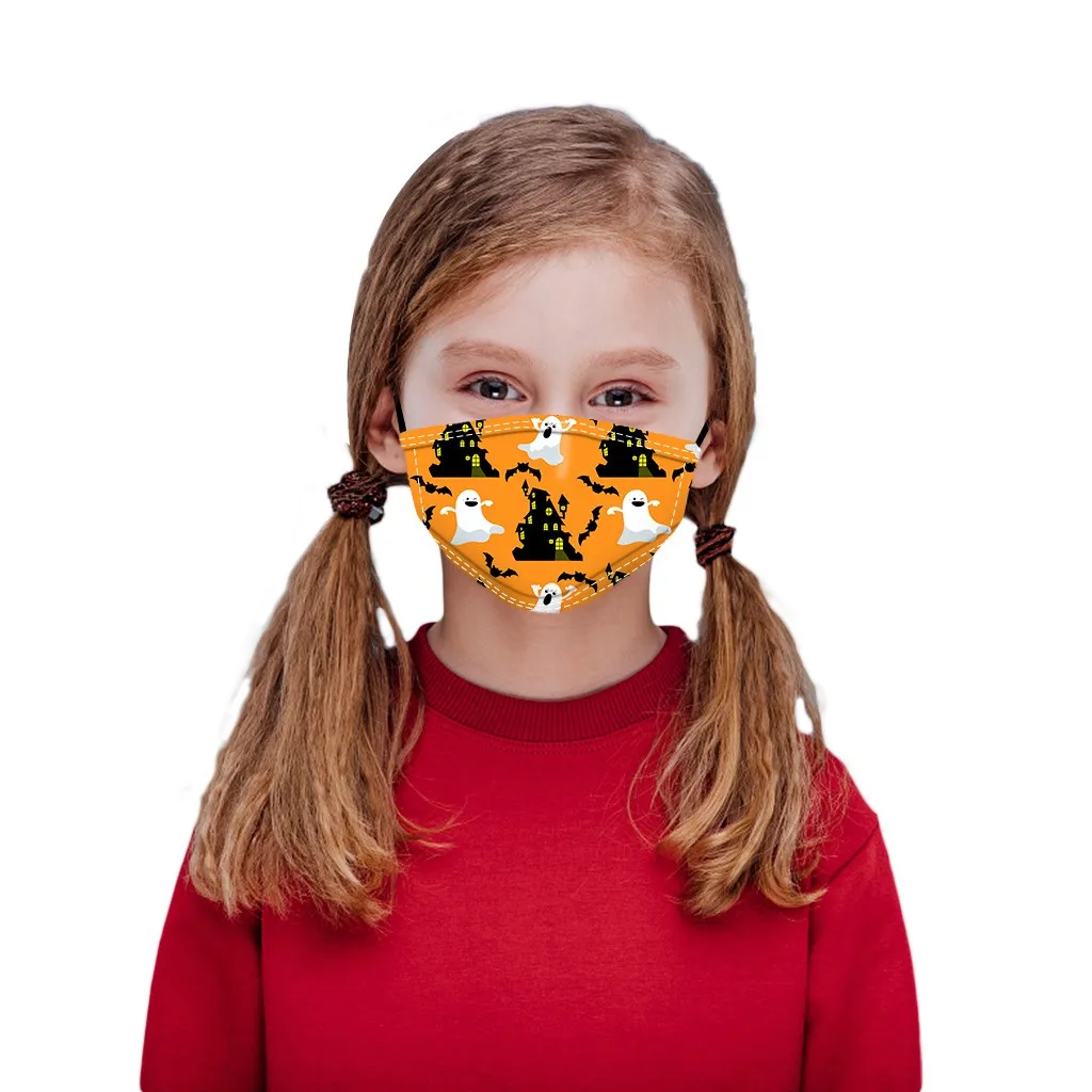 

Children's Halloween Print Mask Reusable And Washable Breathable Mask Pm2.5 Outdoor Dustproof Sunscreen Mask Masque #E