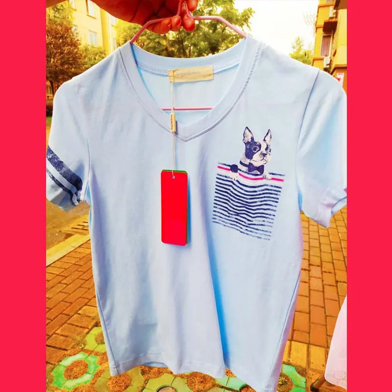 Новая летняя одежда для маленьких девочек хлопковая футболка в полоску с