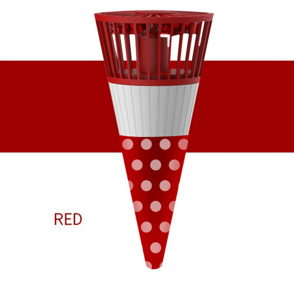 

Mini Fan Ice Cream Shape Fan Portable Cone Handheld Fan USB Charging Cute Ice Cream Fan Children Hanging Neck Cone Fan