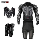 WOSAWE внедорожная мотоциклетная Броня из сплава нержавеющей стали, защитное снаряжение для гонок, мотоциклетная куртка + шорты + наколенники + перчатки