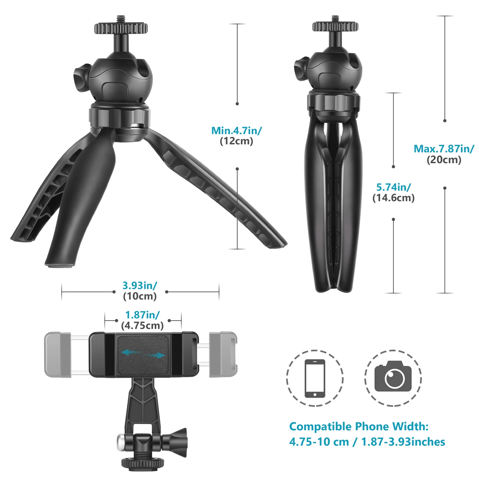 Настольный Штатив Neewer для телефона Трипод с держателем смартфона работает