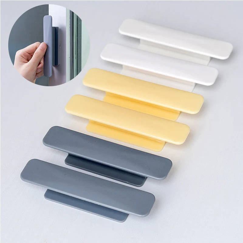 

2Pcs/set ABS Kitchen Cabinet Door Handle Self-adhesive Sliding Door Handle Multi-purpose Drawer And Window Auxiliary Door Handle