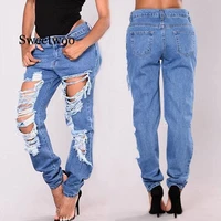 new fashion 2020 ladies jeans high waist pants loose sexy big hole ladies casual jeans ladies jeans