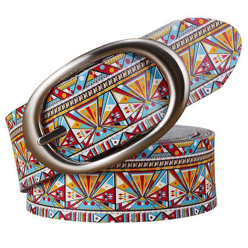 Ремень женский из натуральной коровьей кожи с цветочным принтом Ширина 3 5 см |