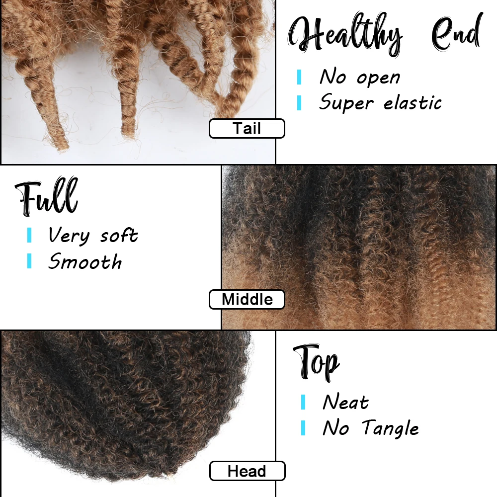 8 дюймов мягкие афро кудрявые натуральные плетеные удлинители Marley для косичек